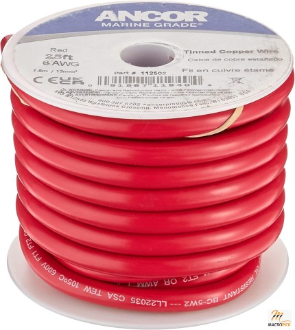 Copper Wire Red 6 AWG Marine Grade Primary Wire and Battery Cable