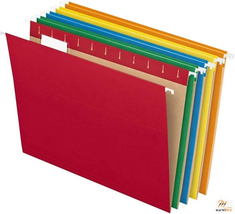 Assorted Color Hanging File Folders: Letter Size, 1/5-Cut Adjustable Tabs, 25 Per Box