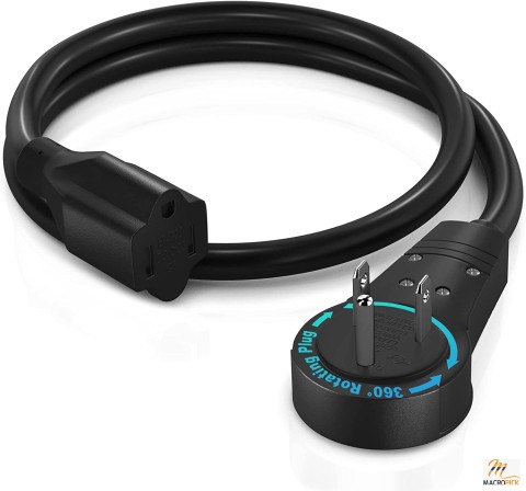 Black Colored & Premium Quality Male to Female Flat Extension Cord | Multiple Sizes Available