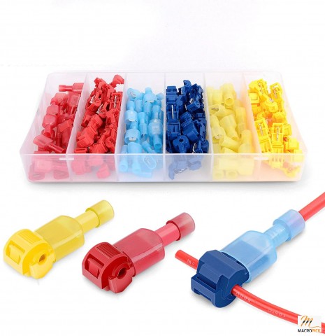 120 Pcs/60 Pairs Quick Splice Wire Terminals T-Tap Self-stripping with Nylon Fully Insulated Male Quick Disconnects Kit,